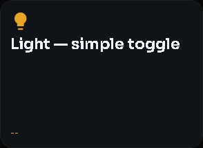Light — simple toggle card, 2 columns by 2 rows