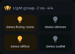Light group card, 2 columns by 2 rows