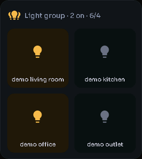 Light group card, 2 columns by 3 rows