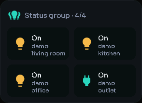 Status group card, 2 columns by 2 rows