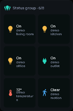 Status group card, 2 columns by 4 rows