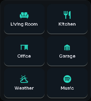 Shortcuts card, 2 columns by 3 rows