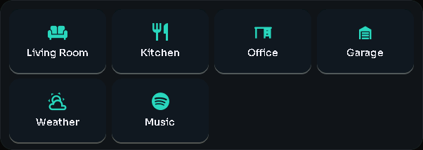 Shortcuts card, 4 columns by 2 rows