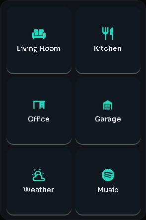 Shortcuts card, 2 columns by 4 rows