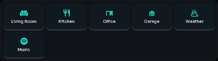 Shortcuts card, 5 columns by 2 rows