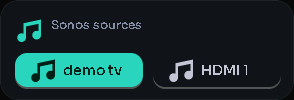 Sonos sources card, 2 columns by 1 rows