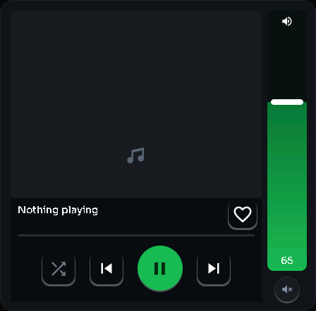Spotify player — art + volume card, 3 columns by 4 rows