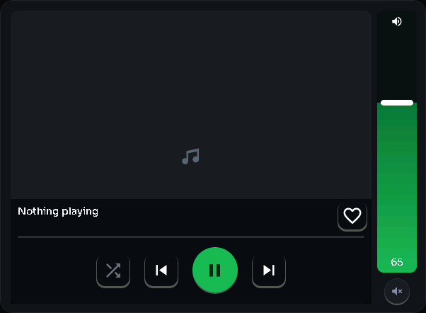 Spotify player — art + volume card, 4 columns by 4 rows