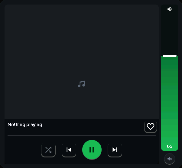 Spotify player — art + volume card, 4 columns by 5 rows