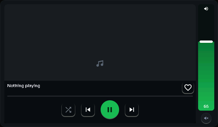 Spotify player — art + volume card, 5 columns by 4 rows