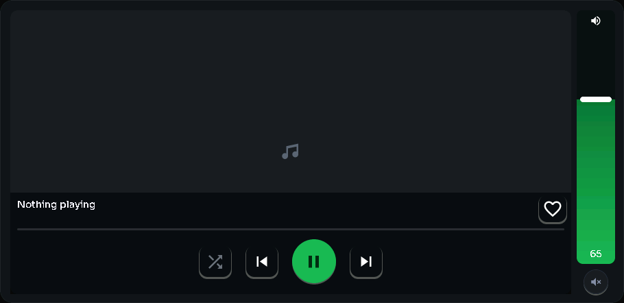 Spotify player — art + volume card, 6 columns by 4 rows
