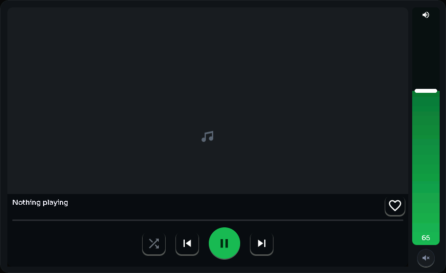Spotify player — art + volume card, 6 columns by 5 rows
