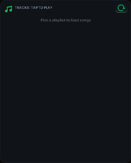 Spotify songs card, 3 columns by 5 rows