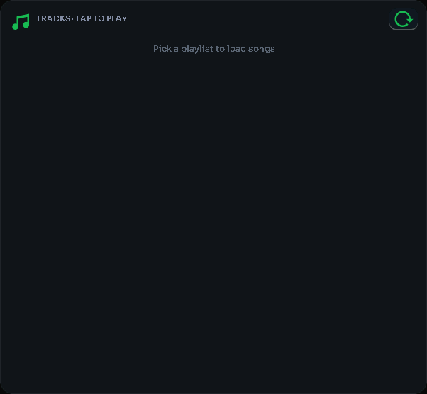Spotify songs card, 4 columns by 5 rows