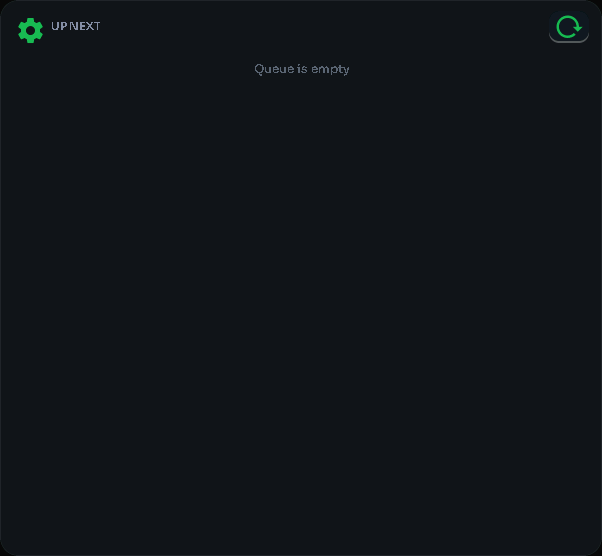 Spotify queue card, 4 columns by 5 rows