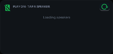 Spotify speakers (Play on) card, 3 columns by 2 rows