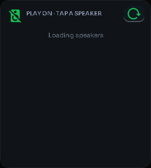 Spotify speakers (Play on) card, 2 columns by 3 rows
