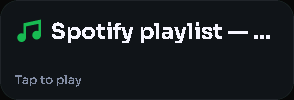 Spotify playlist — single button card, 2 columns by 1 rows