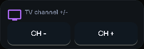 TV channel +/- card, 2 columns by 1 rows