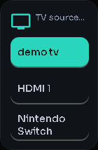 TV sources / inputs card, 1 columns by 2 rows