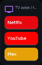 TV apps / inputs — grid card, 1 columns by 2 rows