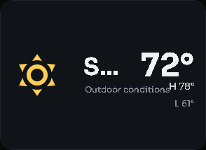 Weather — current card, 2 columns by 2 rows